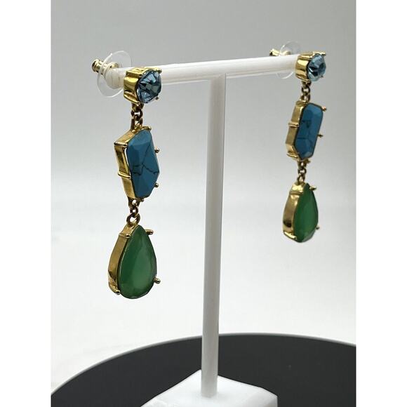 Kate Spade Turquoise Blues Green Linear Fiesta Crystal Dangle Drop Earring - Picture 12 of 16
